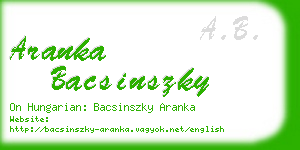 aranka bacsinszky business card
